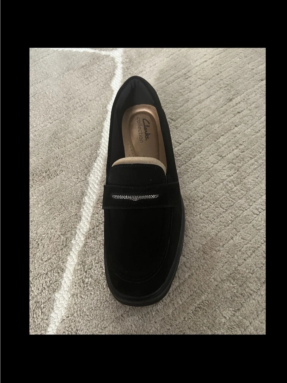 Clarks Black Suede Slip-On Penny Loafer